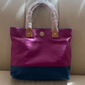 TORY BURCH JADEN TOTE Fuchsia/navy